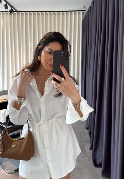 Massimo dutti linen belted shirt