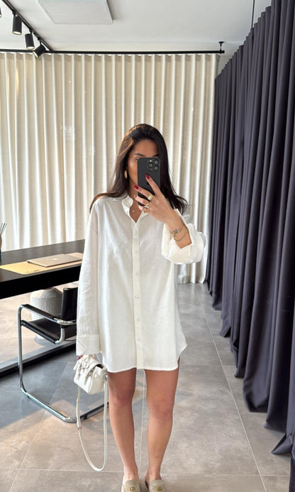 Massimo dutti linen belted shirt