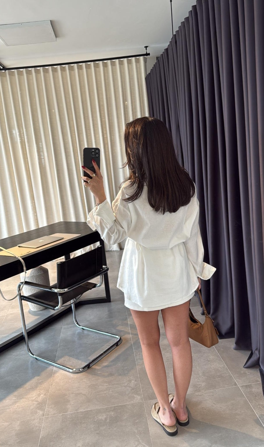 Massimo dutti linen belted shirt