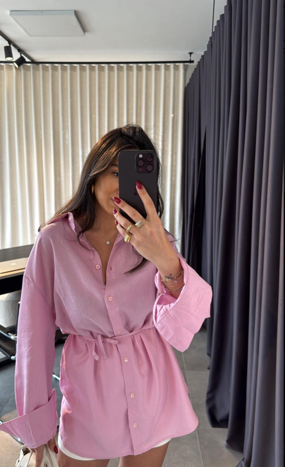 Massimo dutti linen belted shirt