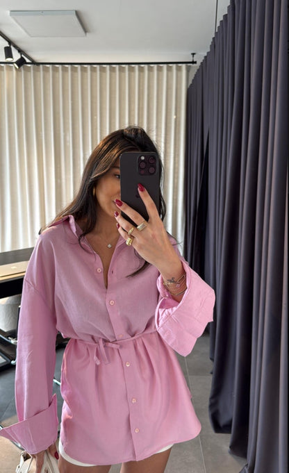 Massimo dutti linen belted shirt