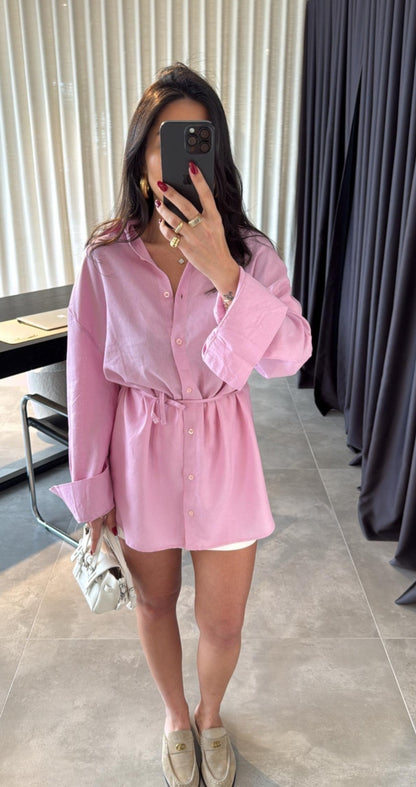 Massimo dutti linen belted shirt