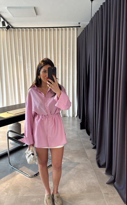 Massimo dutti linen belted shirt
