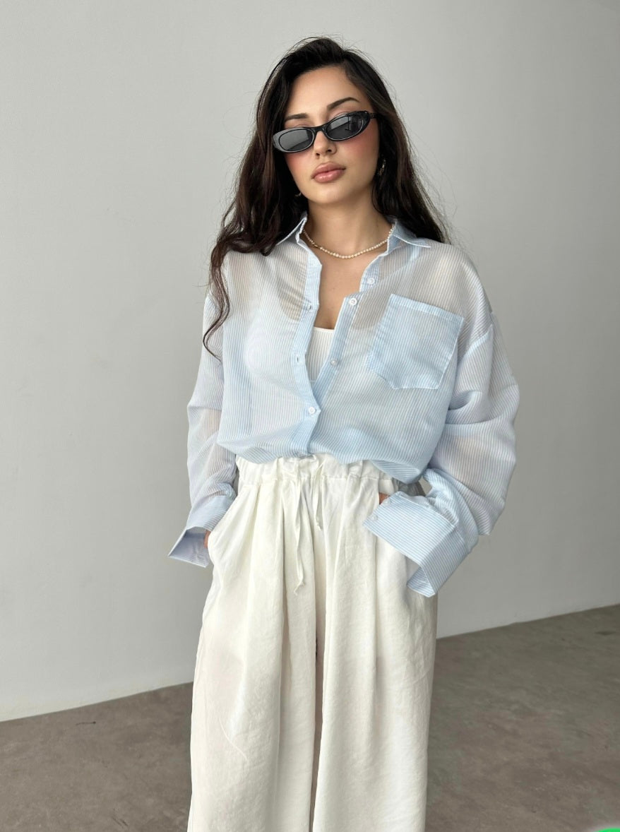 Striped chiffon shirt