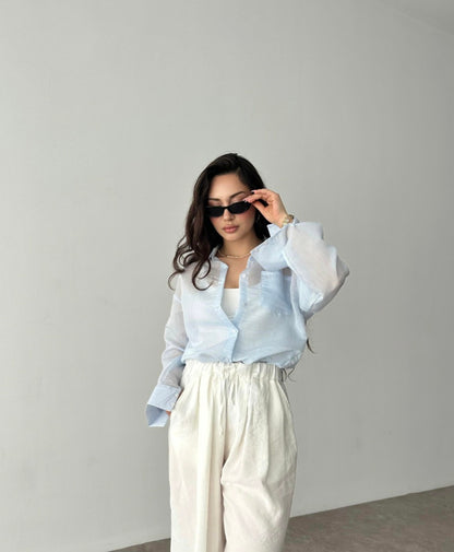 Striped chiffon shirt