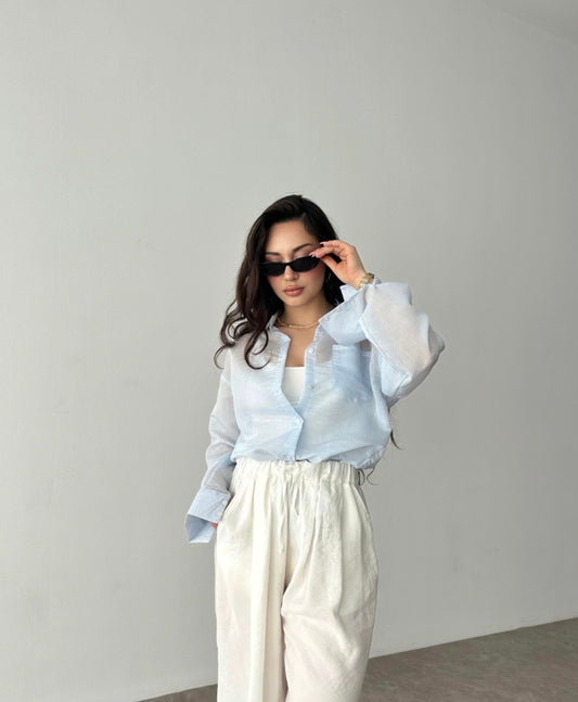 Striped chiffon shirt
