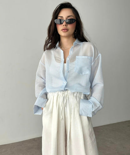 Striped chiffon shirt