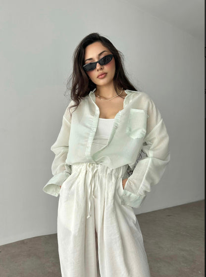 Striped chiffon shirt