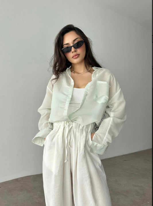 Striped chiffon shirt