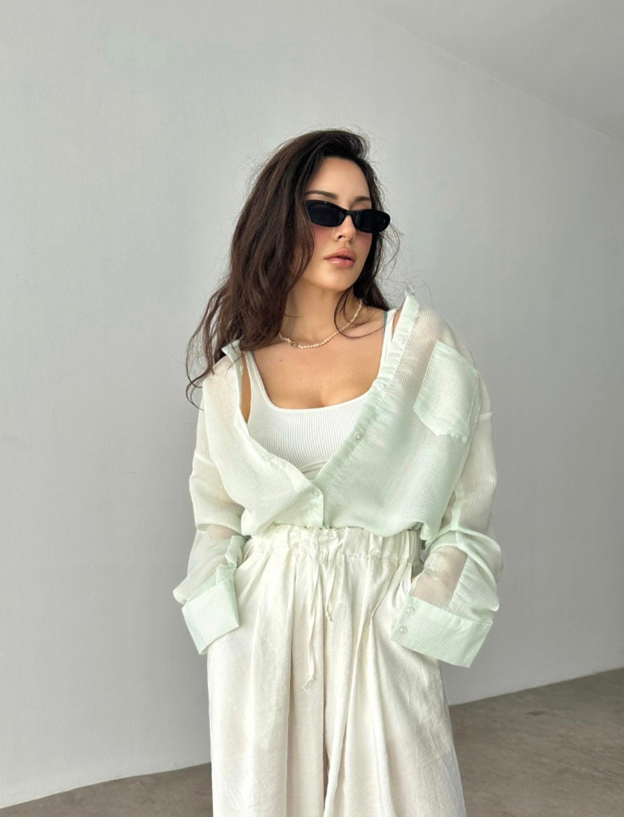Striped chiffon shirt