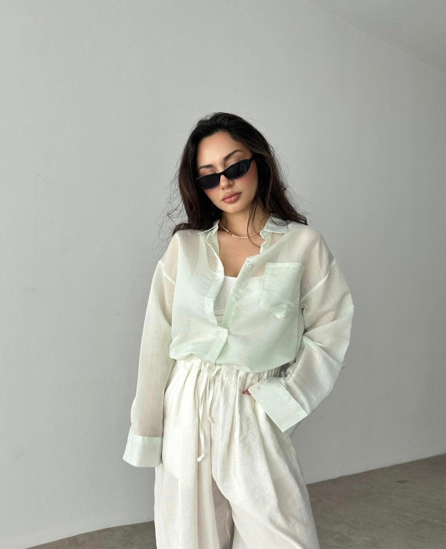Striped chiffon shirt