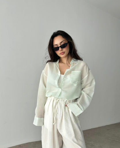 Striped chiffon shirt