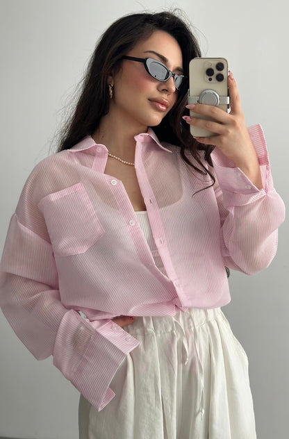 Striped chiffon shirt