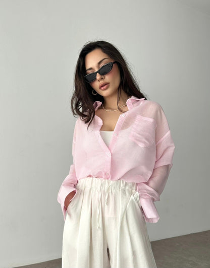 Striped chiffon shirt