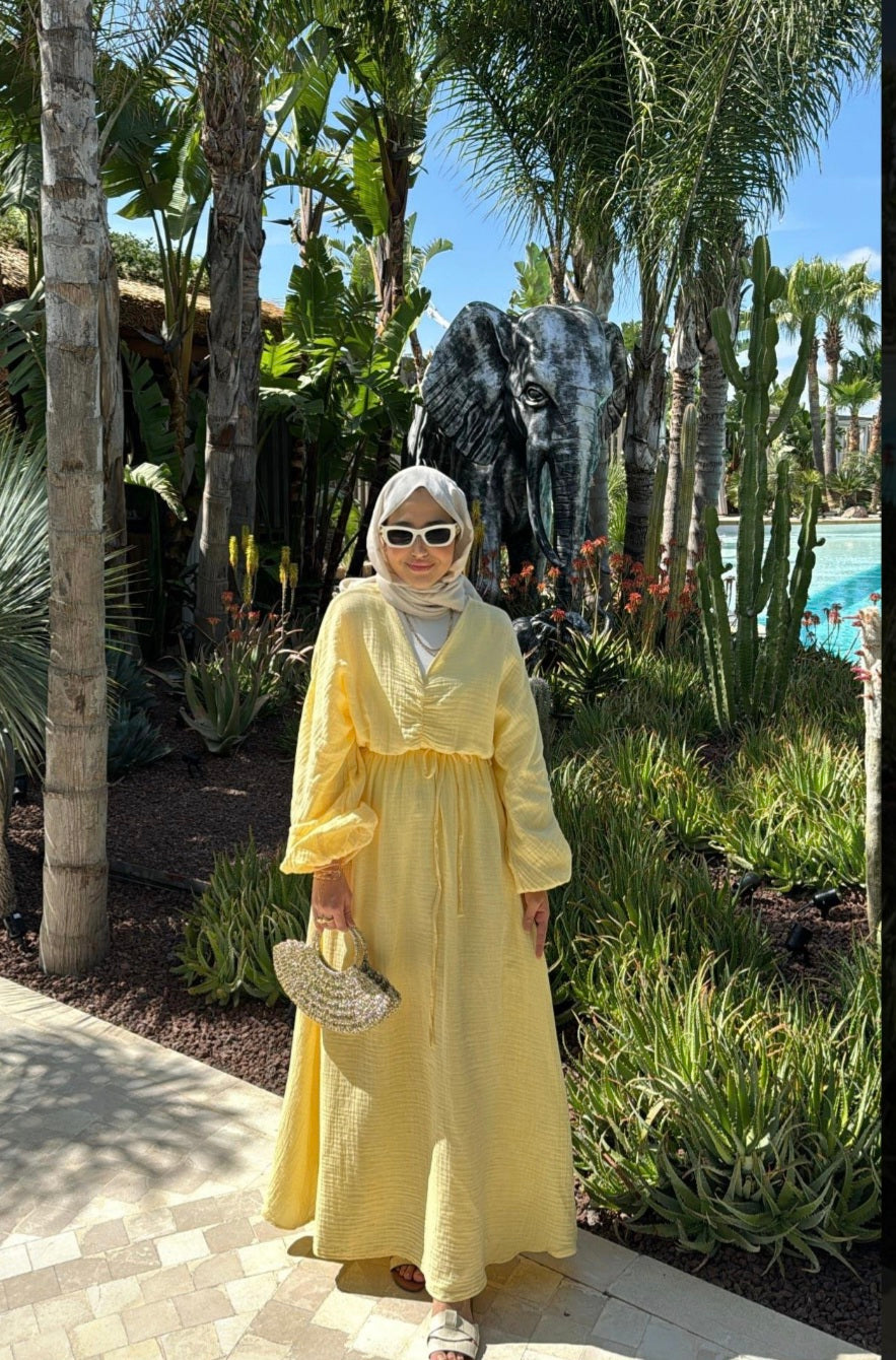 Muslin boheme belted dress