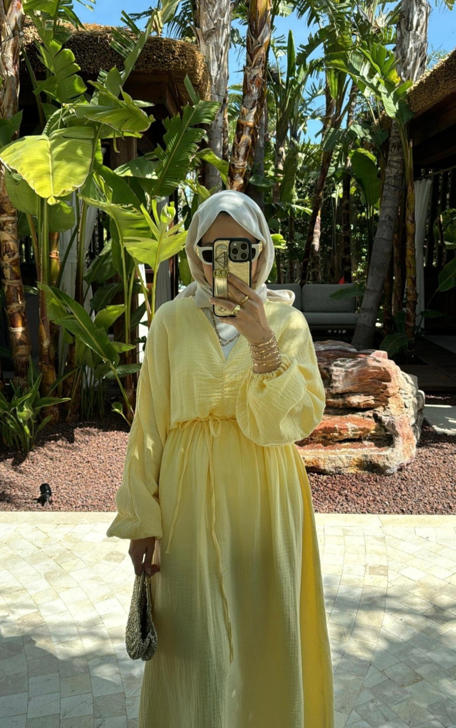 Muslin boheme belted dress