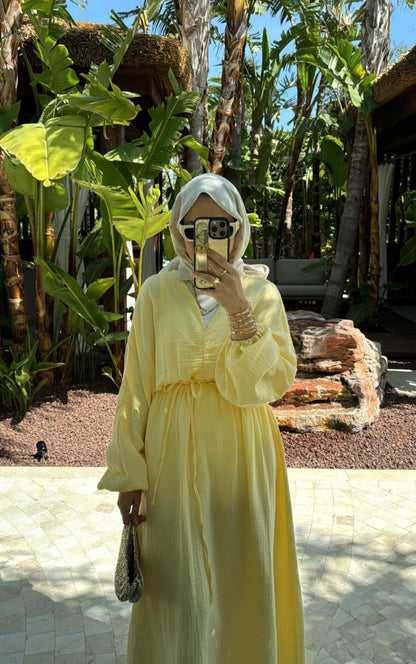 Muslin boheme belted dress