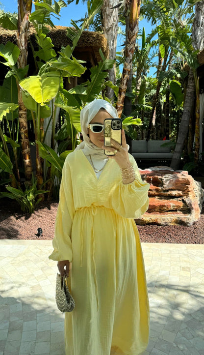 Muslin boheme belted dress