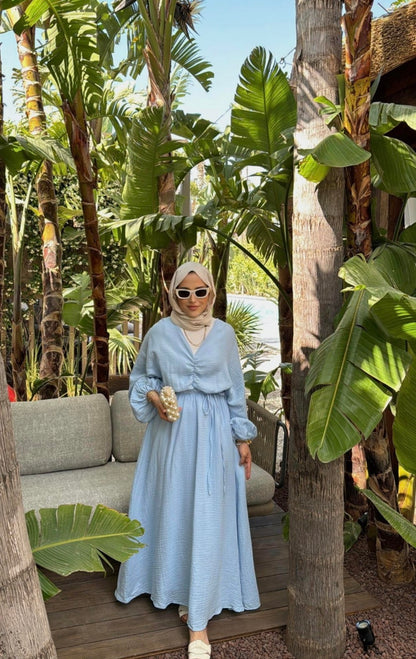 Muslin boheme belted dress
