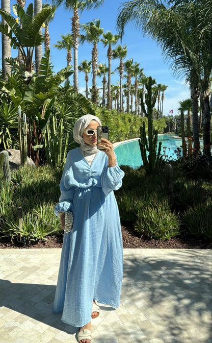 Muslin boheme belted dress