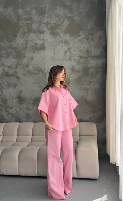 Canvas fabric short sleeve co-ord set