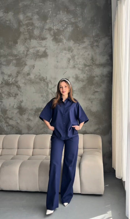 Canvas fabric short sleeve co-ord set