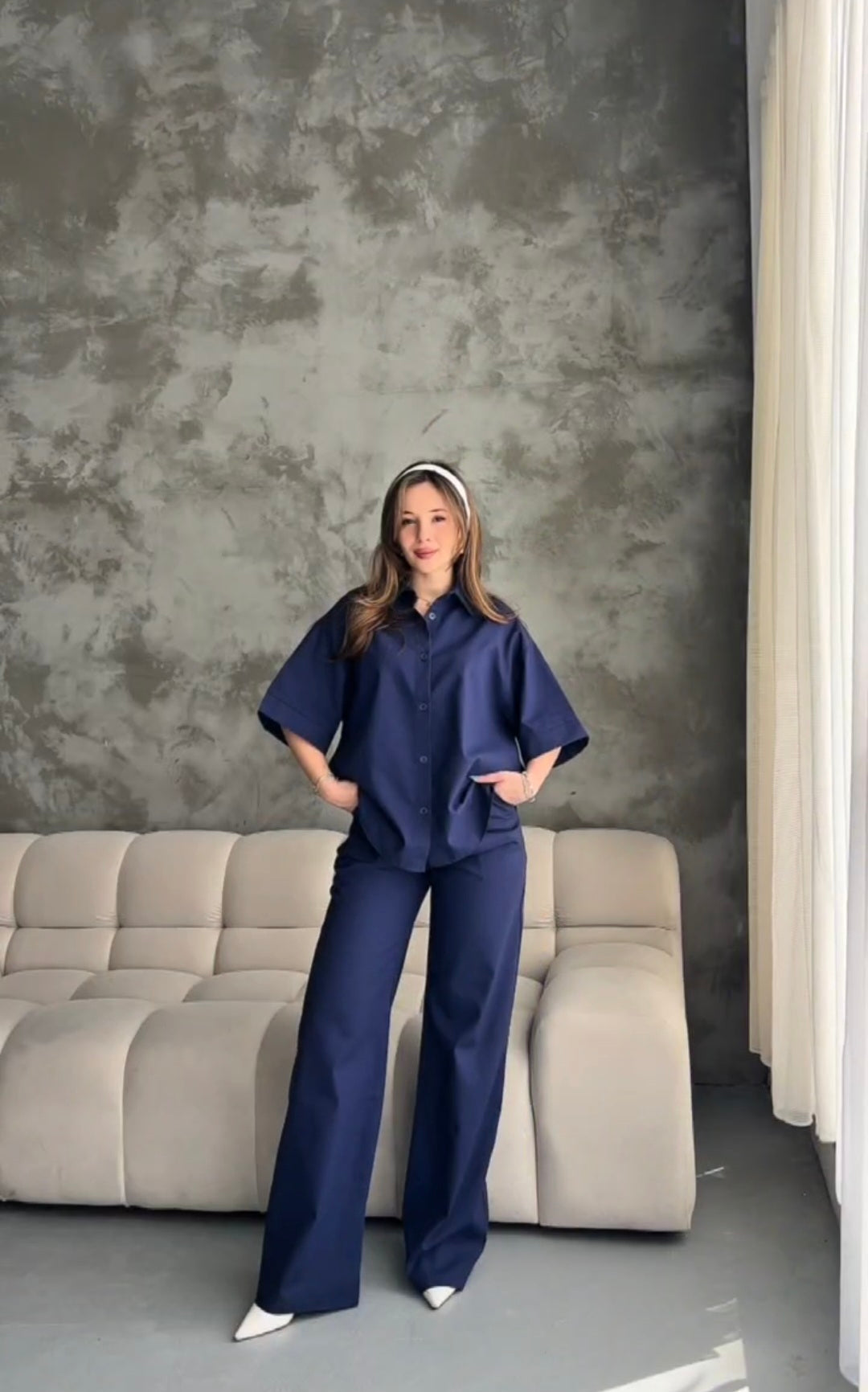 Canvas fabric short sleeve co-ord set