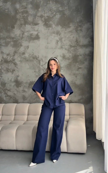 Canvas fabric short sleeve co-ord set