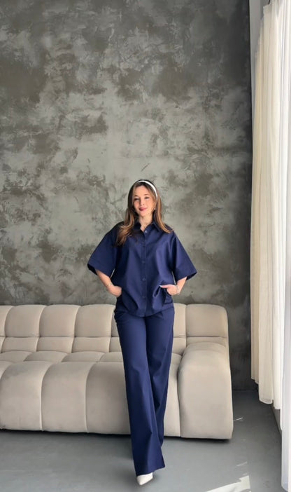 Canvas fabric short sleeve co-ord set