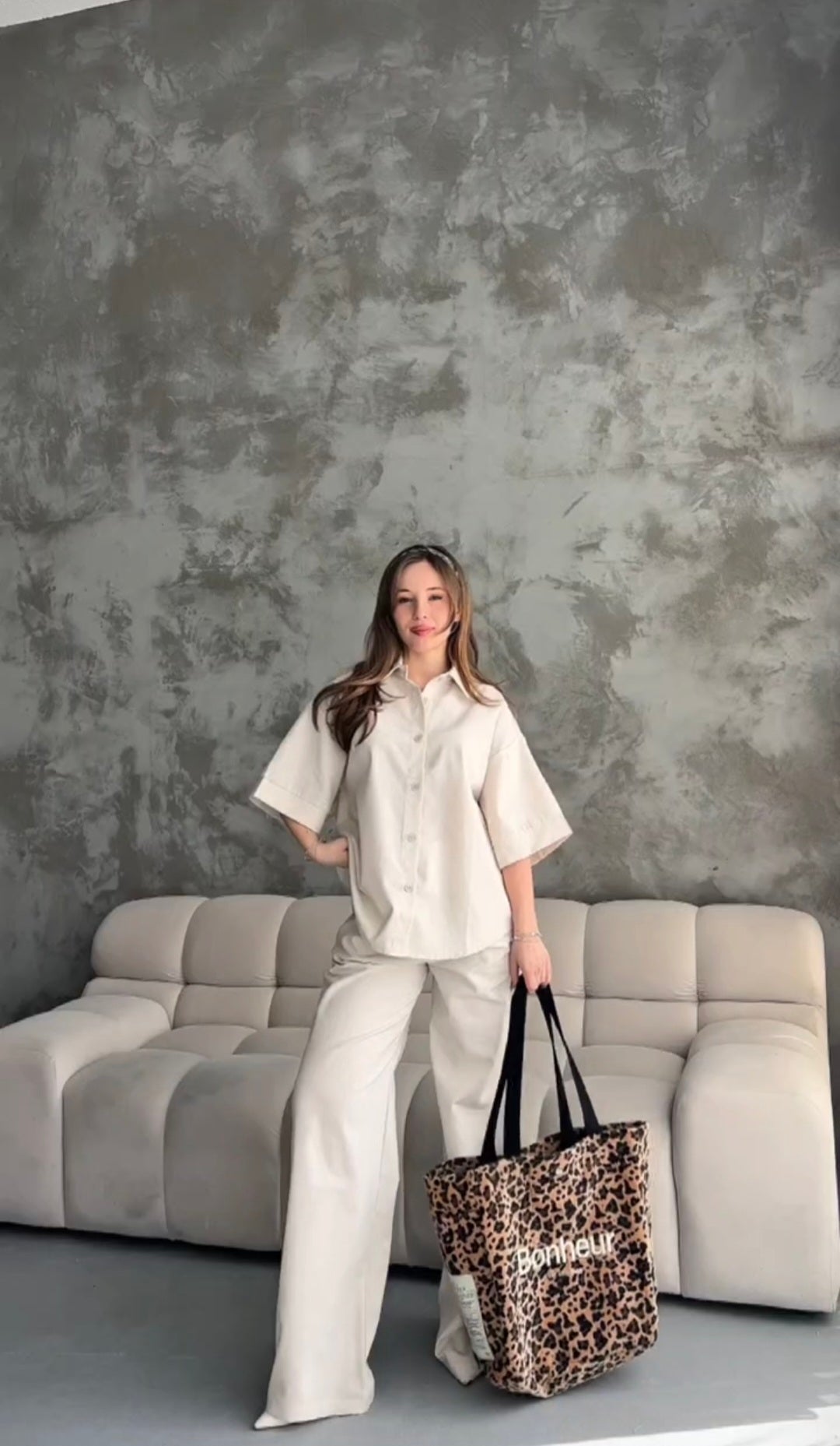 Canvas fabric short sleeve co-ord set