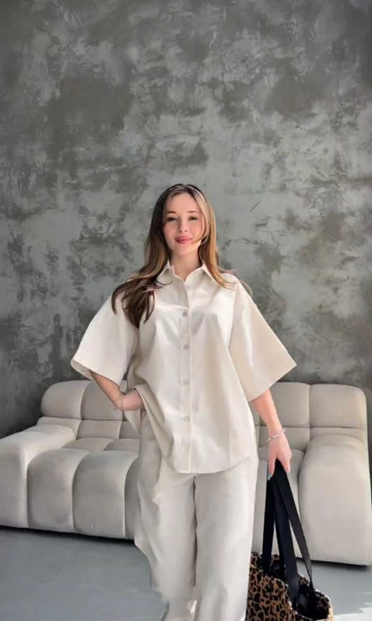 Canvas fabric short sleeve co-ord set