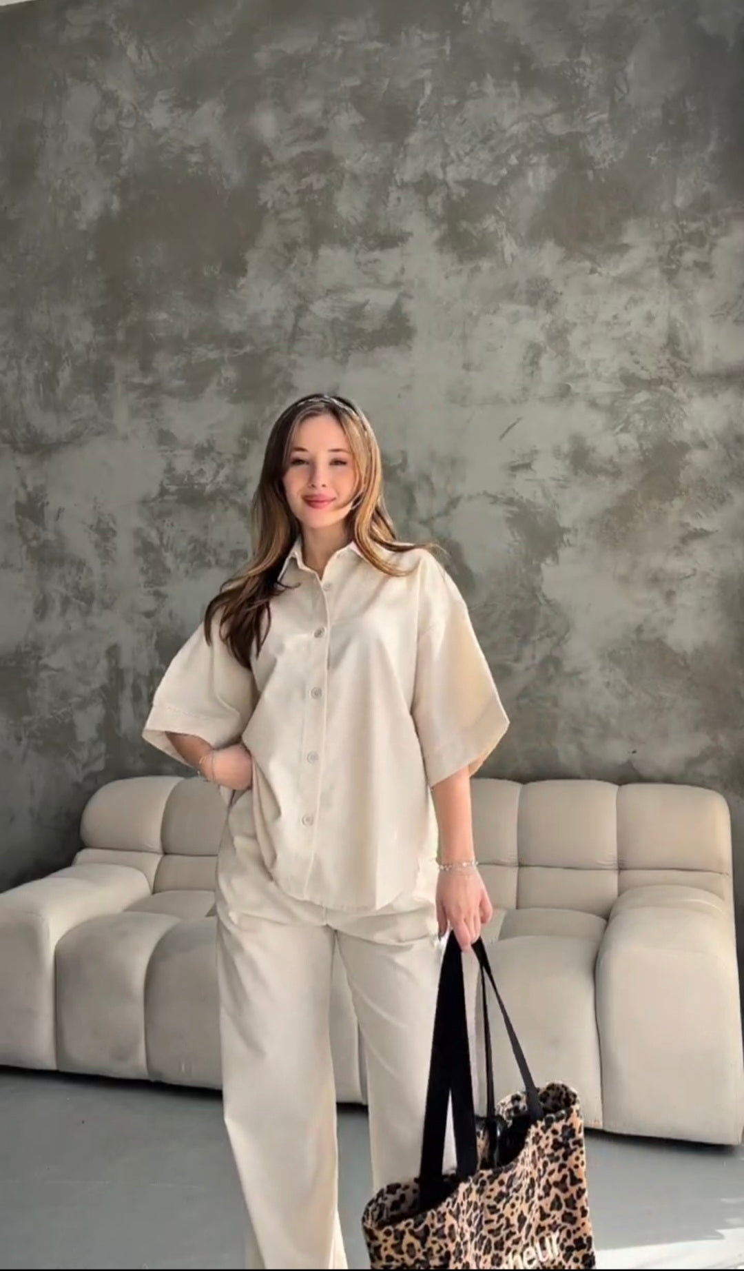 Canvas fabric short sleeve co-ord set