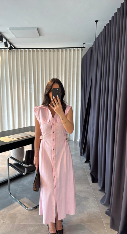 ZR model linen dress