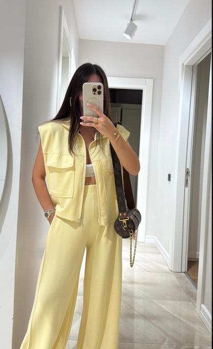 Vest with wide leg trouser oysho fabric tracksuit