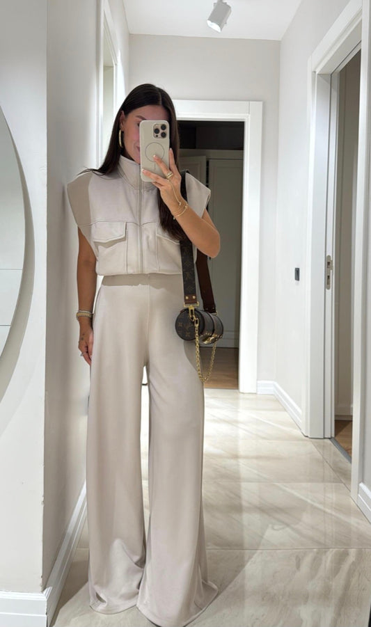 Vest with wide leg trouser oysho fabric tracksuit
