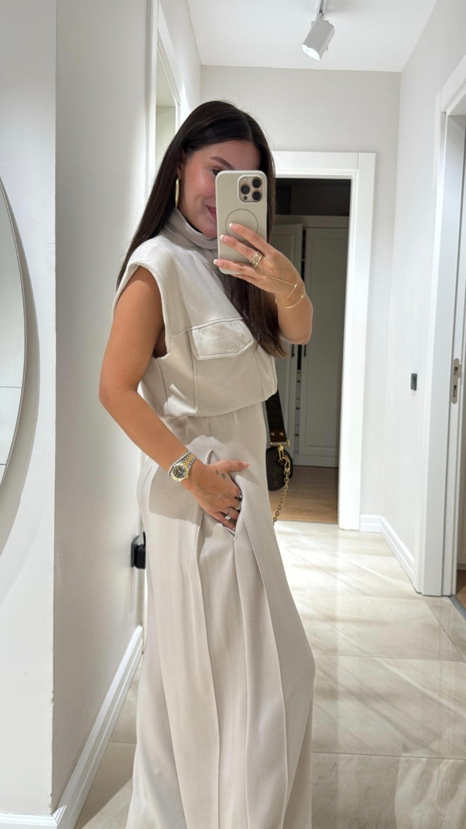 Vest with wide leg trouser oysho fabric tracksuit