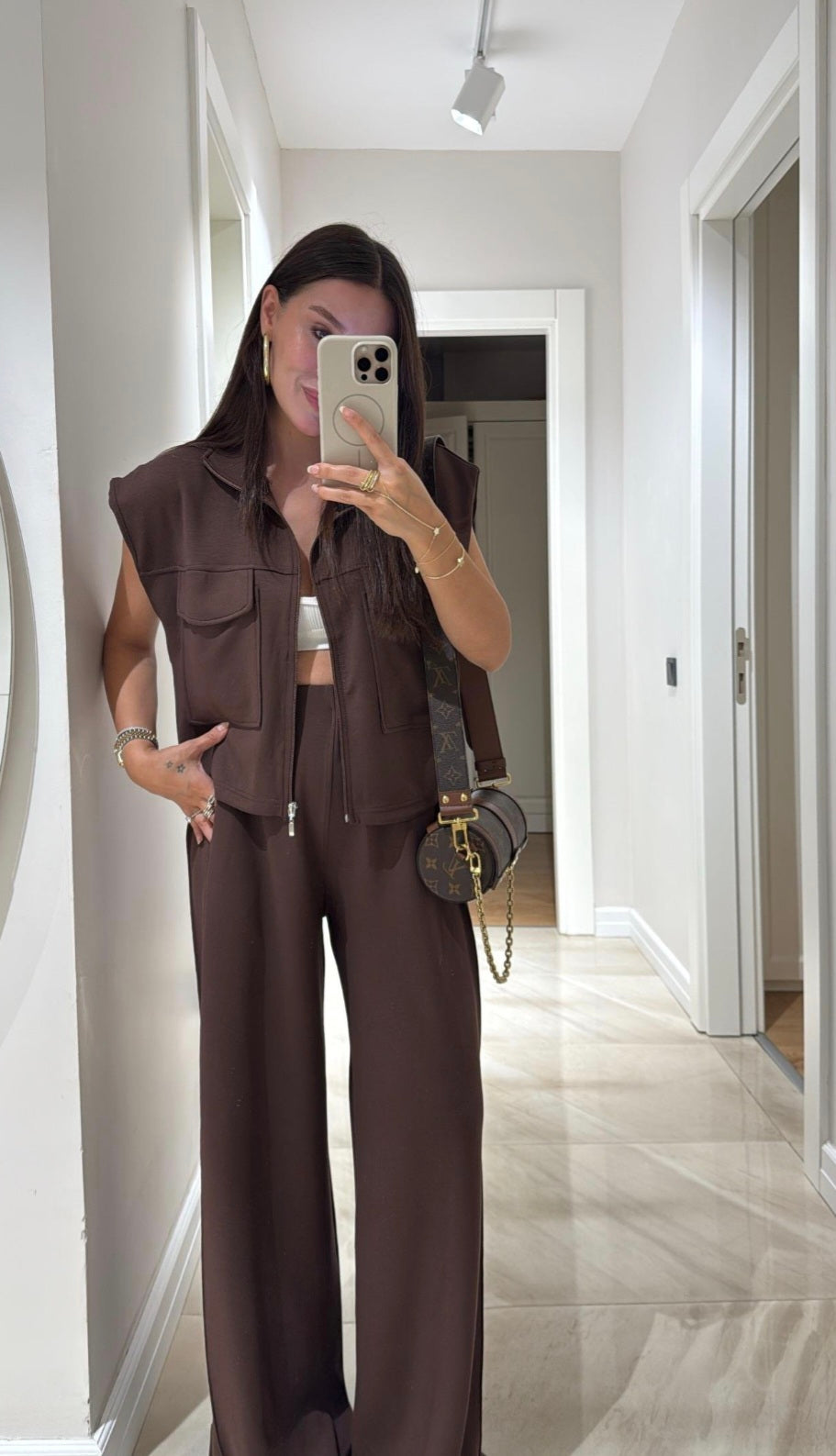 Vest with wide leg trouser oysho fabric tracksuit