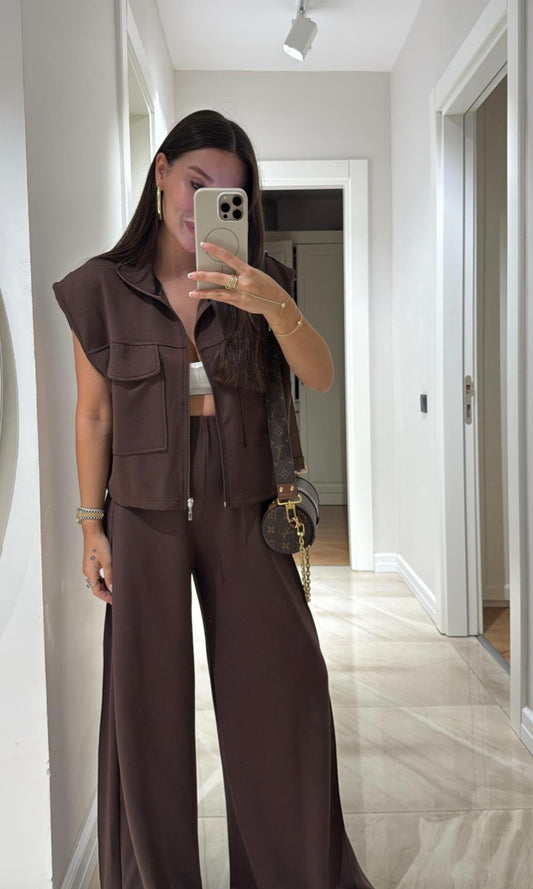 Vest with wide leg trouser oysho fabric tracksuit