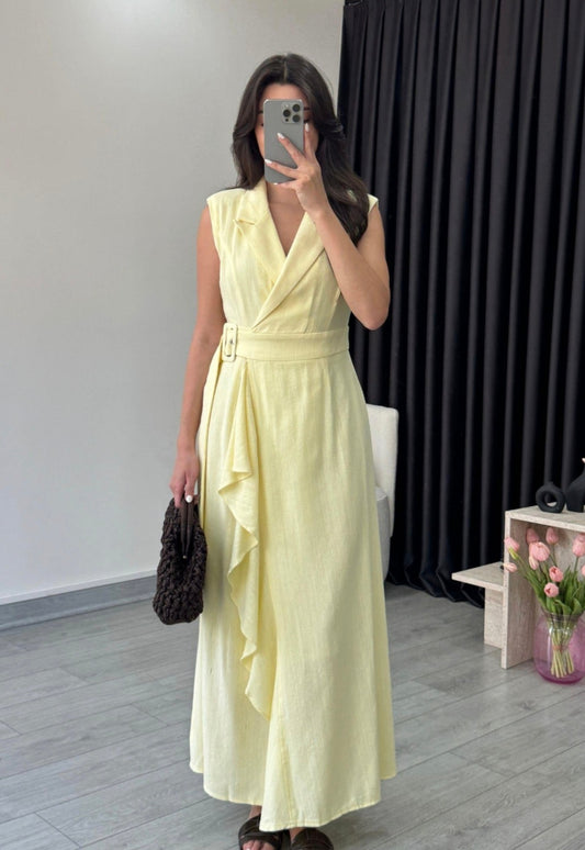Linen belted dress