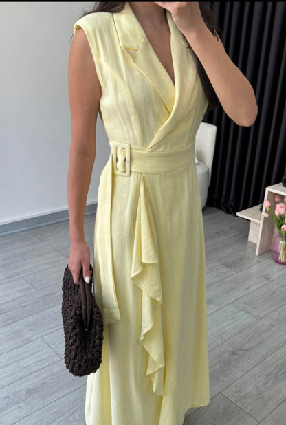 Linen belted dress