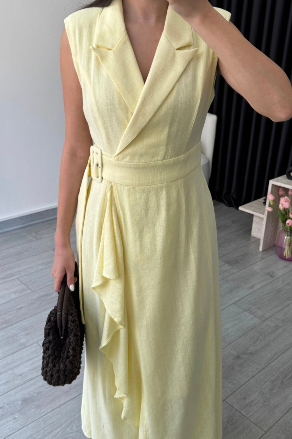 Linen belted dress