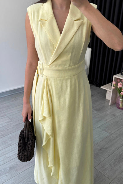 Linen belted dress