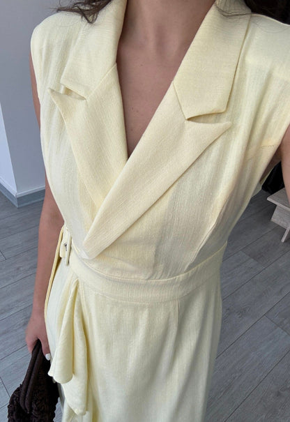 Linen belted dress