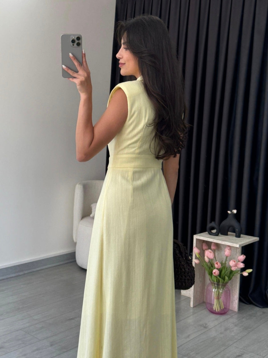 Linen belted dress