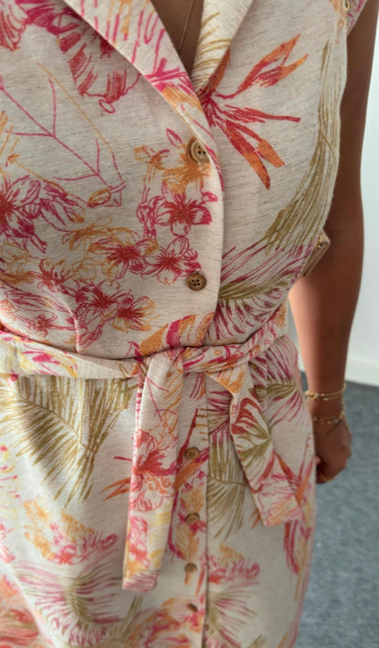 Zr model Linen printed dress