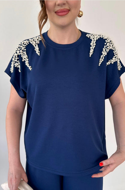 Oysho fabric suit studded with stones