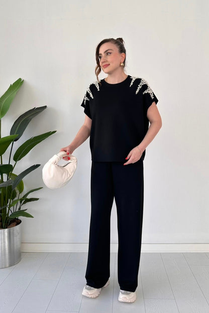 Oysho fabric suit studded with stones