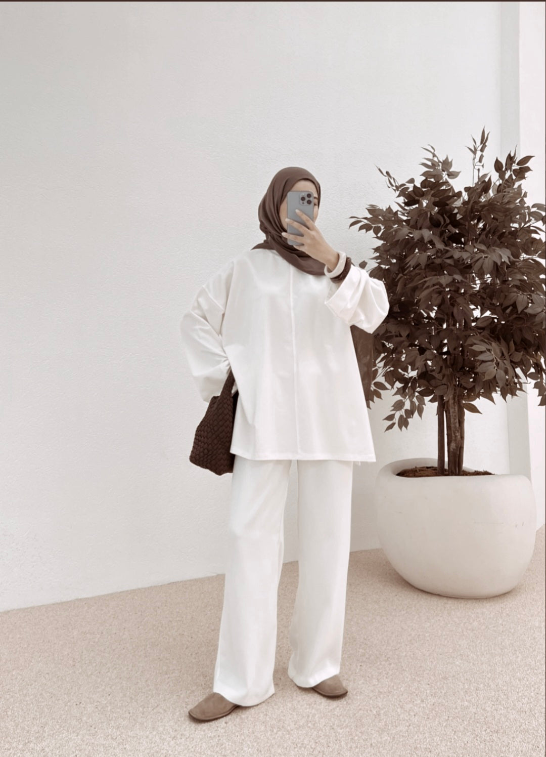 Belted Wide sleeve sweatshirt without side slit (ultra white )