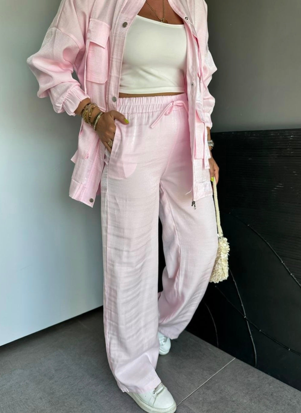 Metallic satin co-ord set
