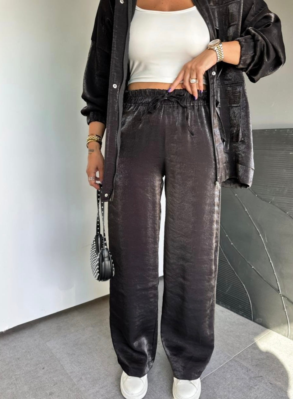 Metallic satin co-ord set